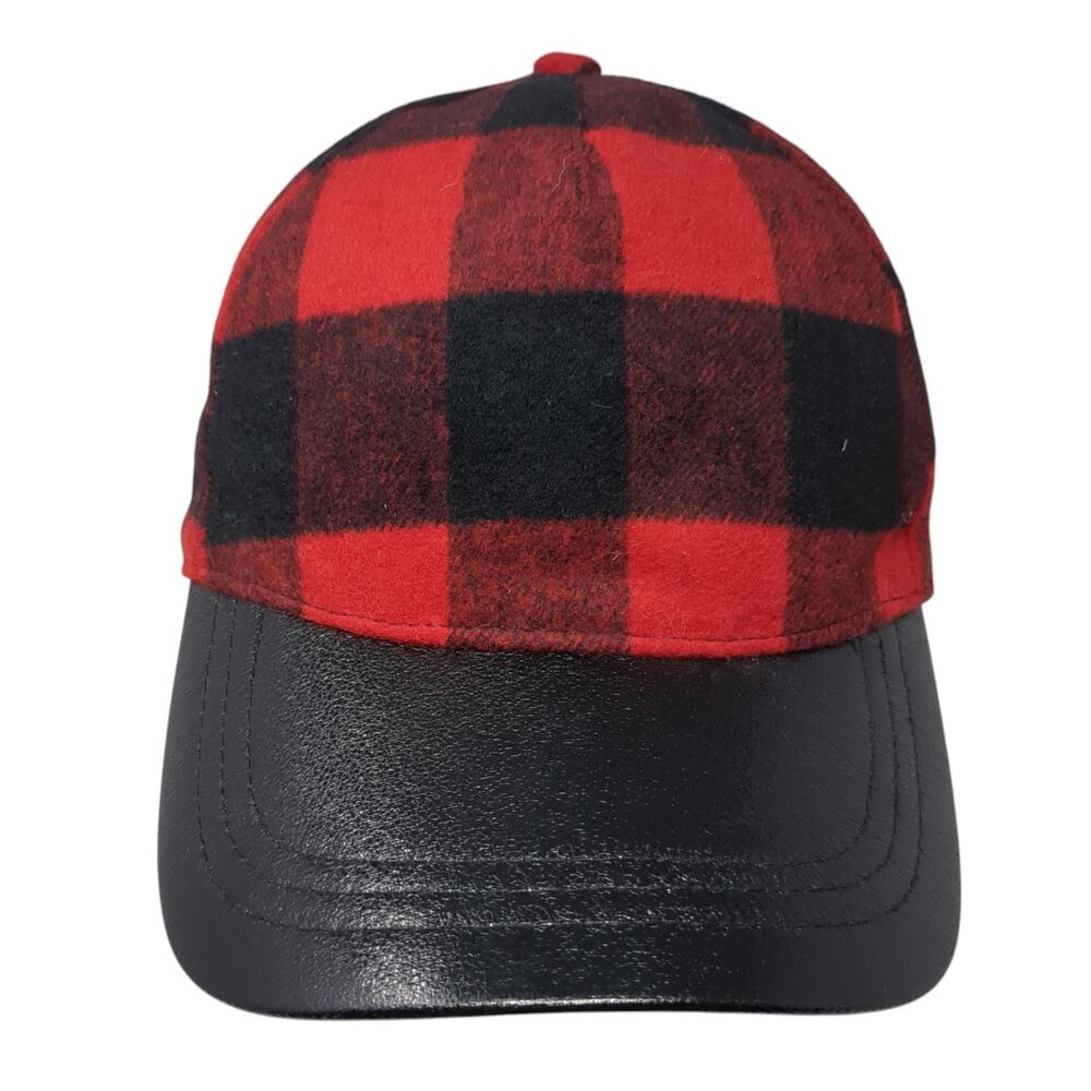 Charming Charlie Strapback 5 Panel Cap Red One Size Adjustable Checked Blank
